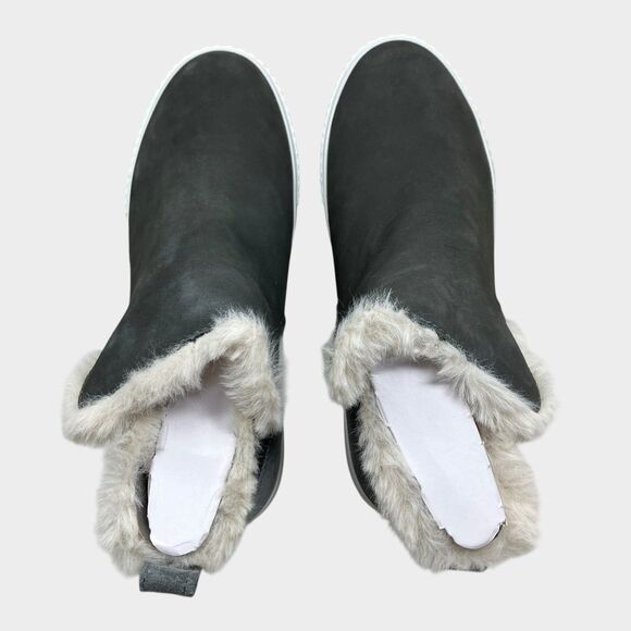 Timberland Grey Nubuck Leather Slip On Sneaker Boot Womens 7 Faux Fur - Picture 10 of 13